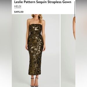 Helsi Leslie Pattern Gold Sequin Strapless Dress